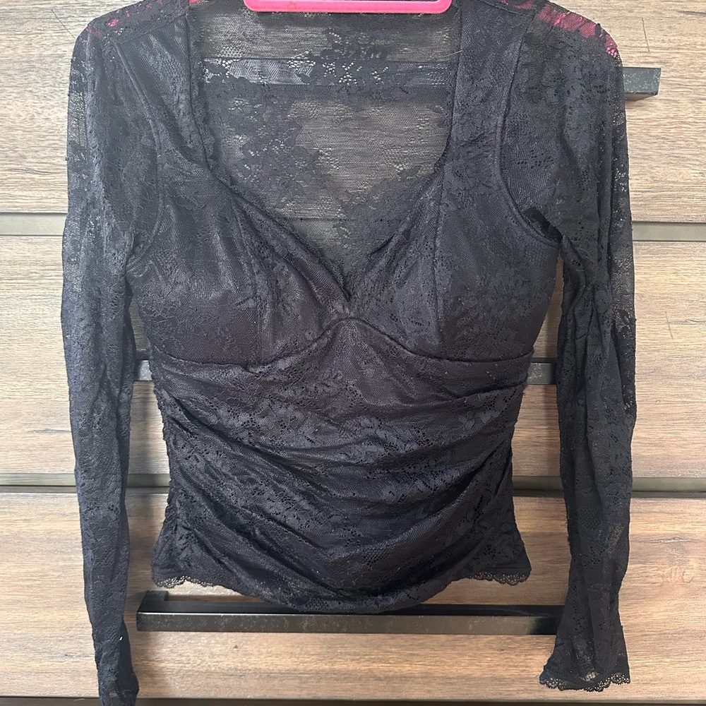 Abercrombie & Fitch Black Lace Long Sleeve Top